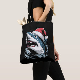 Santa Hat Shark Christmas Xmas Holiday Family Tote Bag
