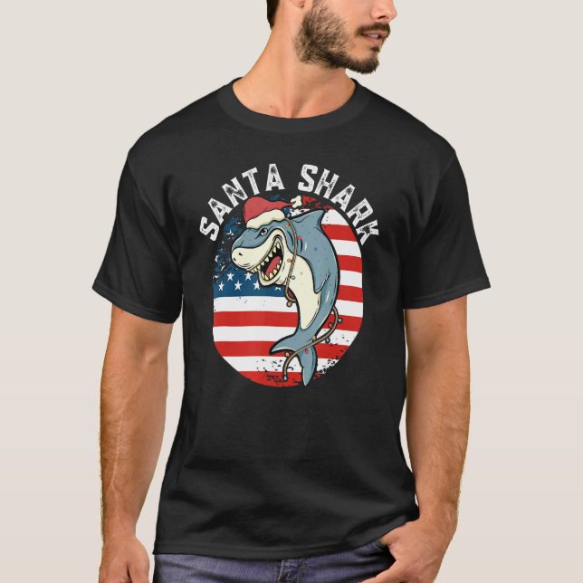 Santa Hat Shark T-Shirt (Front)