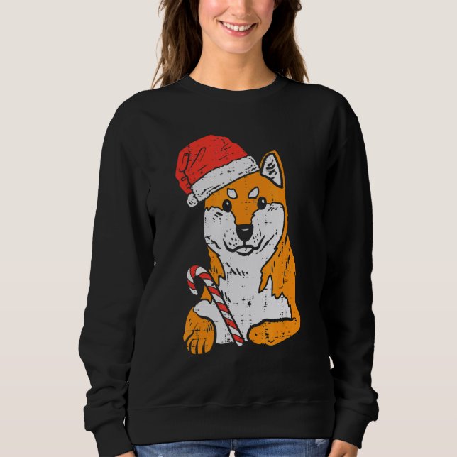 Santa Hat Shiba Inu Akita Dog Christmas Xmas Doge  Sweatshirt (Front)