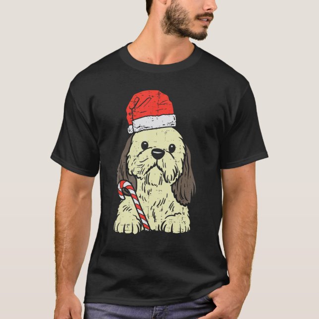 Santa Hat Shih Tzu Dog Christmas Xmas Men Women T-Shirt (Front)