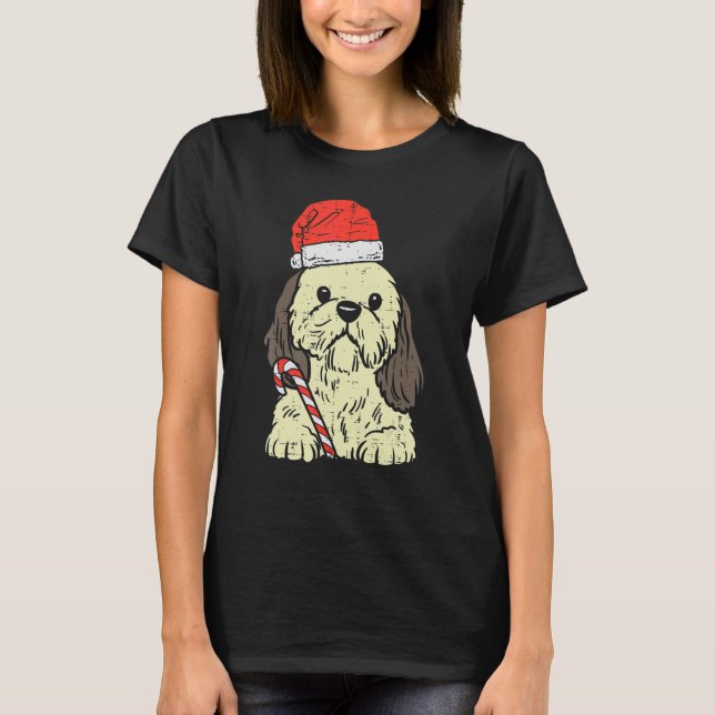 Santa Hat Shih Tzu Dog Christmas Xmas Men Women T-Shirt (Front)