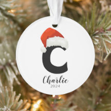 Santa Hat Simple Customisable Letter C Christmas