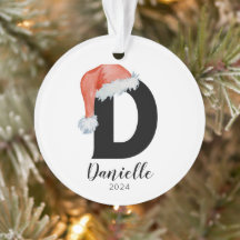 Santa Hat Simple Customisable Letter D Christmas