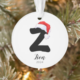 Santa Hat Simple Customisable Letter Z Christmas Ornament