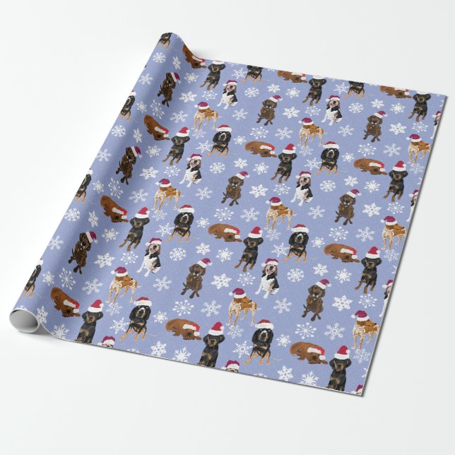 Santa hat Snowflake Blue Wrapping Paper (Unrolled)