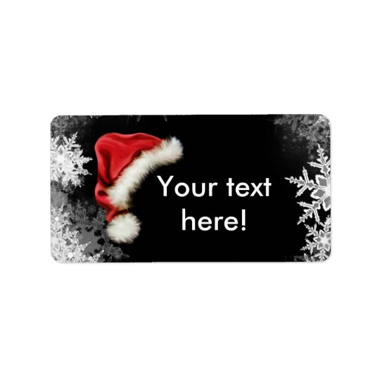Santa Hat Snowflake Christmas Holiday Address Label