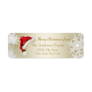 Santa Hat Snowflake Christmas Return Address Label