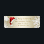 Santa Hat Snowflake Christmas Return Address Return Address Label<br><div class="desc">Christmas return address labels with cute red Santa hat on a pretty gold snowflake background. You can easily customise these cute red Santa hat and snowflake address labels by simply adding your details.</div>