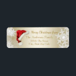 Santa Hat Snowflake Christmas Return Address Return Address Label<br><div class="desc">Christmas return address labels with cute red Santa hat on a pretty gold snowflake background. You can easily customise these cute red Santa hat and snowflake address labels by simply adding your details.</div>