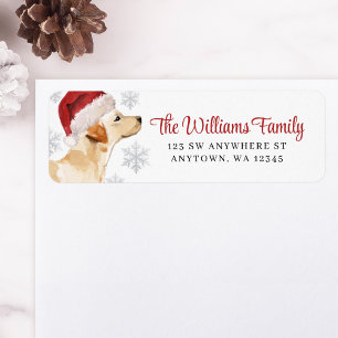 Santa Hat Snowflake Yellow Labrador Return Address Label