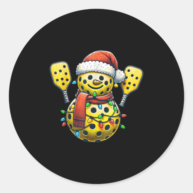 Santa Hat Snowman Family Matching Ckleball Christm Classic Round Sticker (Front)