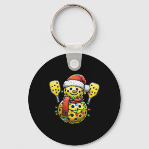 Santa Hat Snowman Family Matching Pickleball Chris Key Ring