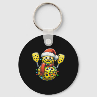Santa Hat Snowman Family Matching Pickleball Chris Key Ring