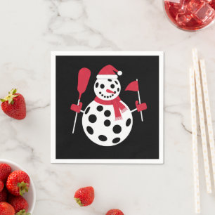 Santa Hat Snowman Family Xmas Matching Pickleball  Napkin