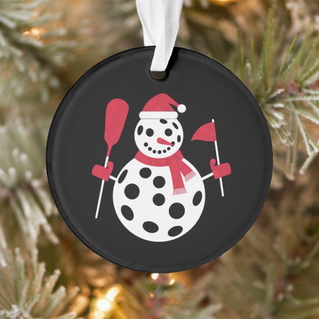 Santa Hat Snowman Family Xmas Matching Pickleball  Ornament (Tree)