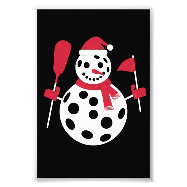 Santa Hat Snowman Family Xmas Matching Pickleball  Photo Print (Front)