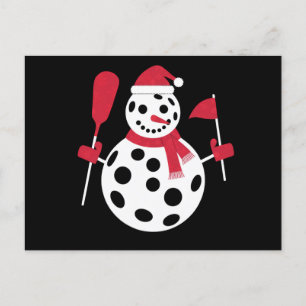 Santa Hat Snowman Family Xmas Matching Pickleball  Postcard