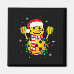 Santa Hat Snowman Gifts For Xmas Funny Pickleball  Magnet