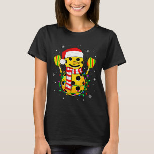 Santa Hat Snowman Gifts For Xmas Funny Pickleball T-Shirt