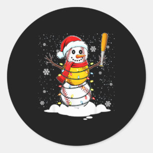 Santa Hat Snowman Xmas Funny Baseball Softball Chr Classic Round Sticker