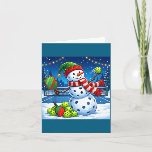 Santa Hat Snowman Xmas Funny Ckleball Christmas  Card (Front)