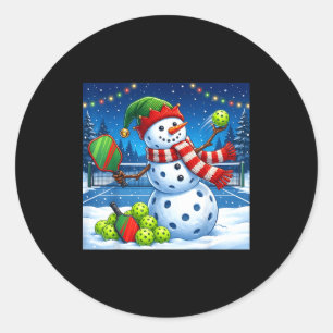 Santa Hat Snowman Xmas Funny Ckleball Christmas  Classic Round Sticker