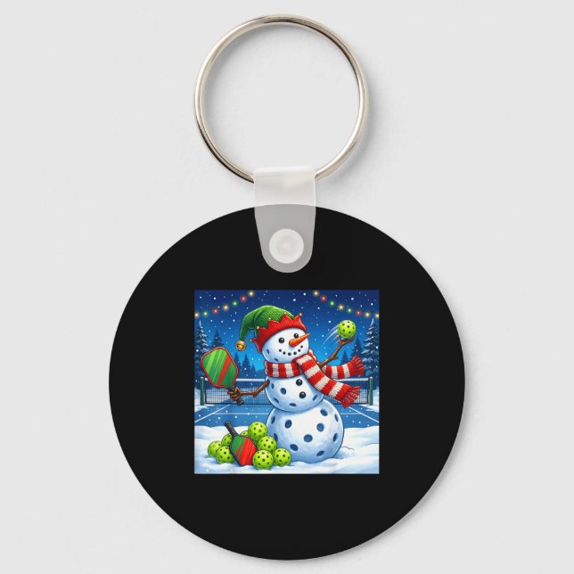 Santa Hat Snowman Xmas Funny Ckleball Christmas  Key Ring (Front)