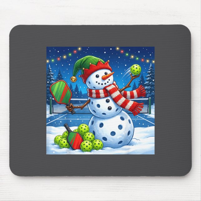 Santa Hat Snowman Xmas Funny Ckleball Christmas  Mouse Pad (Front)
