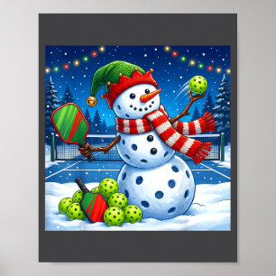 Santa Hat Snowman Xmas Funny Ckleball Christmas  Poster