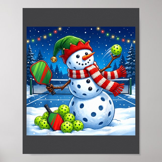 Santa Hat Snowman Xmas Funny Ckleball Christmas  Poster (Front)