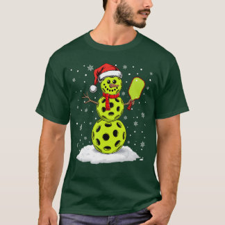 Santa Hat Snowman Xmas Funny Pickleball Lover Chri T-Shirt