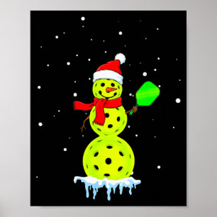 Santa Hat Snowman Xmas Funny Pickleball Player Pad Poster