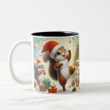Santa Hat Squirrel Celebration Coffee Mug