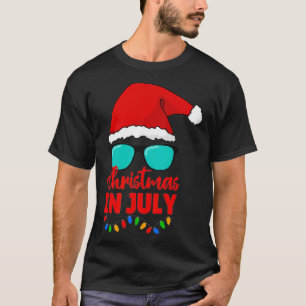 Santa Hat Sunglasses Summer Celebration Christmas  T-Shirt