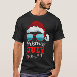 Santa Hat Sunglasses Summer Christmas In July  (2) T-Shirt