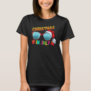 Santa Hat Sunglasses Summer Christmas In July  Gif T-Shirt