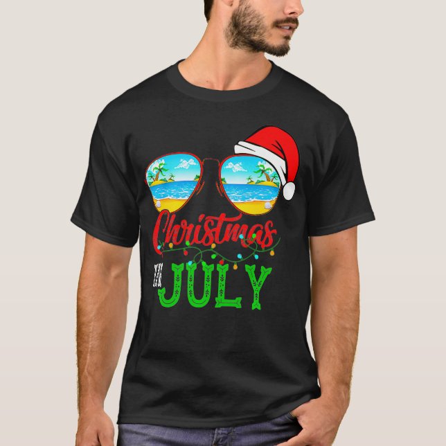 Santa Hat Sunglasses Summer Christmas In July Prem T-Shirt (Front)
