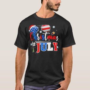 Santa Hat Sunglasses Summer Christmas In July T-Shirt