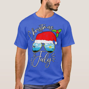 Santa Hat Sunglasses Summer Vacation Christmas In T-Shirt