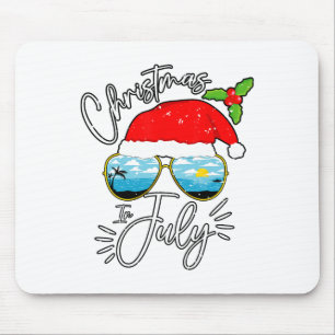 Santa Hat Sungles Summer Vacation Christmas In Jul Mouse Pad