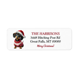 Santa Hat Sweater Dachshund Return Address Label