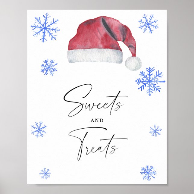 Santa hat - sweets and treats baby shower poster (Front)