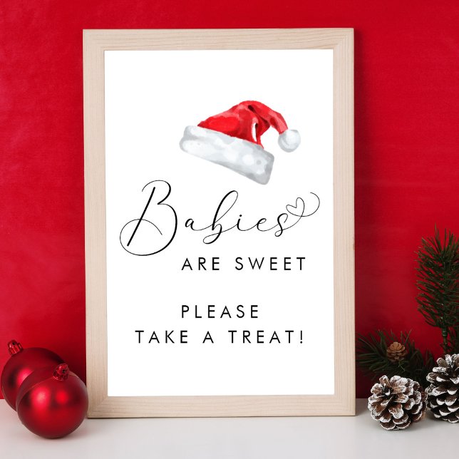 Santa Hat Take a Treat Baby Shower Poster (Creator Uploaded)