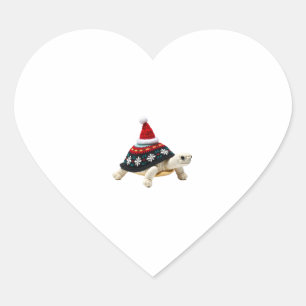 Santa Hat Tortoise - Vintage Sea Turtle Xmas Ugly Heart Sticker