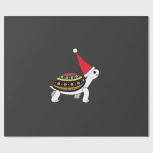 Santa Hat Tortoise - Vintage Sea Turtle Xmas Ugly Wrapping Paper
