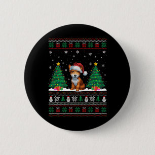Santa Hat Toy Fox Terrier Dog Xmas Tree Lights Ugl 6 Cm Round Badge
