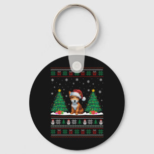 Santa Hat Toy Fox Terrier Dog Xmas Tree Lights Ugl Key Ring