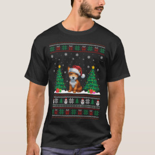 Santa Hat Toy Fox Terrier Dog Xmas Tree Lights Ugl T-Shirt