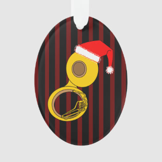 Santa Hat Tuba Stripes Ornament