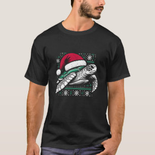 Santa Hat Turtle Vintage Tortoise Xmas Ugly Christ T-Shirt